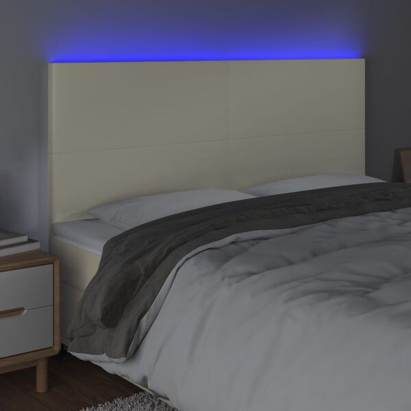 vidaXL LED Kopfteil Creme 180x5x118/128 cm Kunstleder