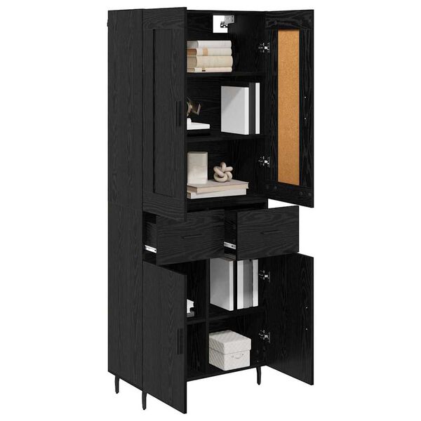 vidaXL Highboard 2 pcs Schwarz Eichen-Optik Holzwerkstoff