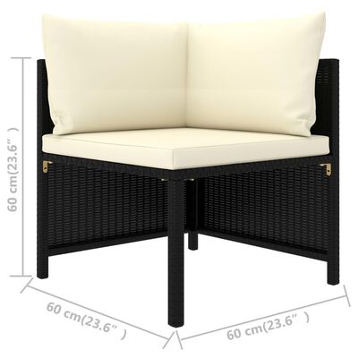 vidaXL 3-Sitzer-Gartensofa mit Auflagen Schwarz Poly Rattan