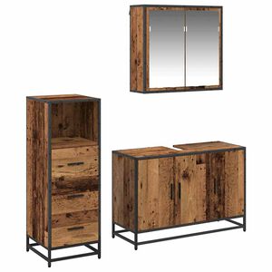 vidaXL Badezimmerm&ouml;bel-Set mit Schubladen 3 pcs Altholz Holzwerkstoff