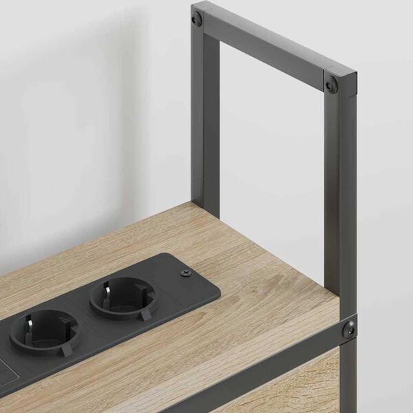 vidaXL Kopfteil mit Stauraum mit Ladestation mit Regal Sonoma-Eiche