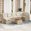vidaXL Garten-Sofa-Set mit Kissen mit Speicher 8 pcs Beige Poly Rattan