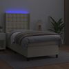 vidaXL Boxspringbett mit Matratze & LED Creme 100x200 cm Kunstleder