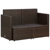 vidaXL 2-Sitzer-Gartensofa mit Auflagen Braun Poly Rattan