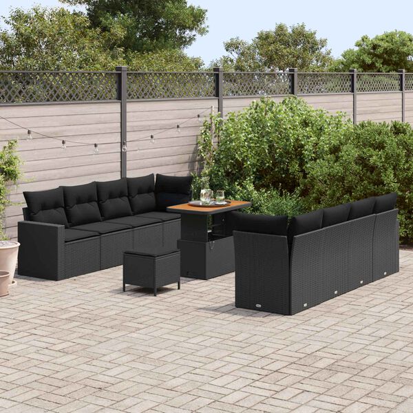 vidaXL Gartensofa-set 11 pcs Schwarz Poly-Rattan