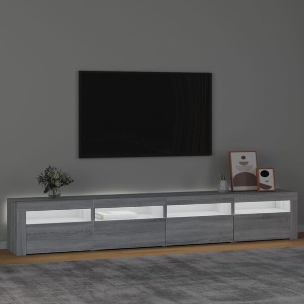 vidaXL TV-Schrank mit LED-Leuchten Grau Sonoma 240x35x40 cm