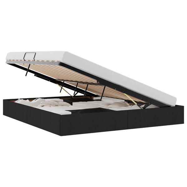 vidaXL Aufbewahrungsbett mit Kopfteil Schwarz 180 x 200 cm Stoff