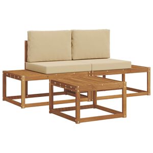 vidaXL Outdoor-Sofagarnitur 3 stk. 2-Sitzer Natur Massivholz Akazie