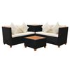 vidaXL 4-tlg. Garten-Lounge-Set mit Auflagen Poly Rattan Schwarz