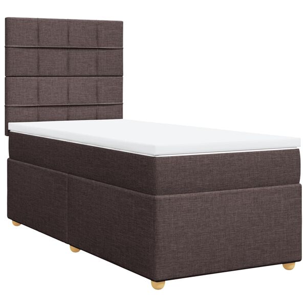 vidaXL Boxspringbett mit Matratze Dunkelbraun 80x200 cm Stoff