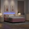 vidaXL LED Boxspringbett mit Matratze mit LED Rosa 140 x 190 cm Samt