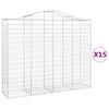 vidaXL Gabionen mit Hochbogen 15Stk. 200x50x160/180cm Verzinktes Eisen