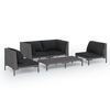 vidaXL 5-tlg. Garten-Lounge-Set mit Kissen Poly Rattan Dunkelgrau