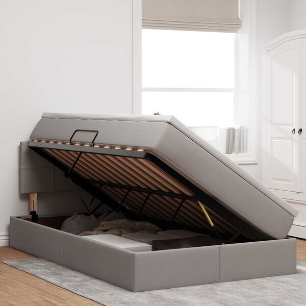 vidaXL Aufbewahrungsbett mit Matratze Taupe 120 x 190 cm Holzwerkstoff