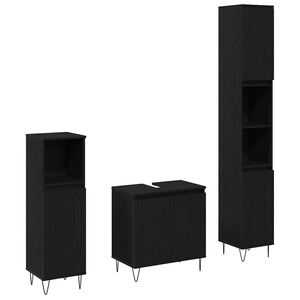 vidaXL Badezimmerm&ouml;bel-Set 3 pcs Schwarz Eichen-Optik 30 x 30 x 190 cm