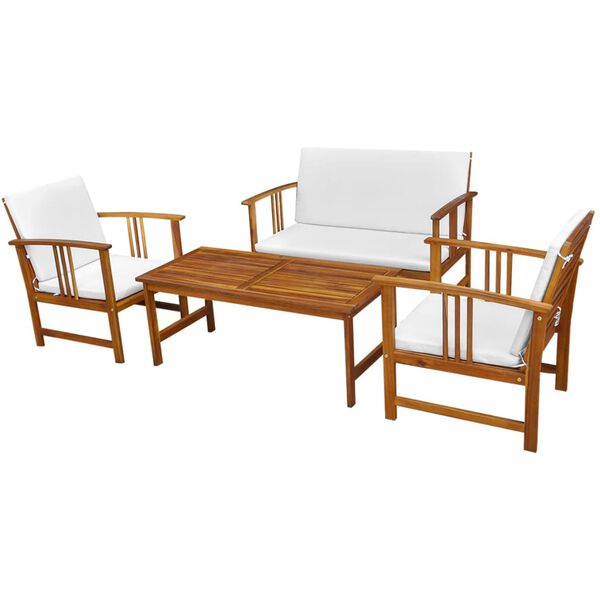 vidaXL 4-tlg. Garten-Lounge-Set mit Kissen Massivholz Akazie