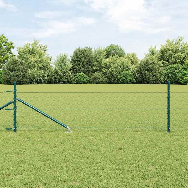 vidaXL Zaun mit Pfosten Grün 0,5 x 25 m PVC-beschichteter Stahl