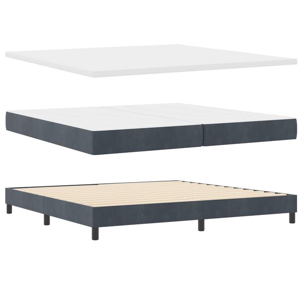 vidaXL Boxspringbett mit Matratze Dunkelgrau 200 x 200 cm Samt