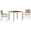 vidaXL Garten Essgruppe 3 Stk. Beige Poly-Rattan
