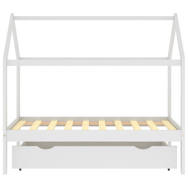 vidaXL Kinderbett mit Schublade Weiß Massivholz Kiefer 80x160 cm