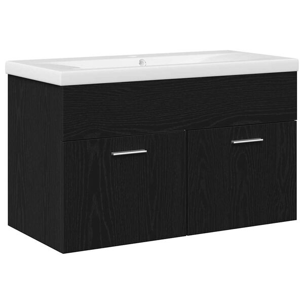 vidaXL Badezimmerschrank Schwarz Eichen-Optik 80 x 38,5 x 46 cm