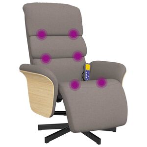 vidaXL Massagesessel mit Fu&szlig;teil Taupe Stoff