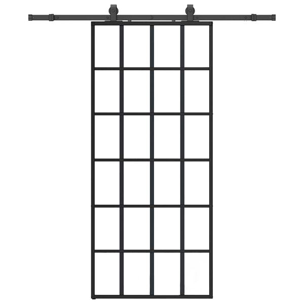 vidaXL Schiebet&uuml;r mit Beschlag Schwarz 90x205 cm ESG-Glas