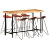vidaXL 7-tlg. Bar-Set Massivholz und Echtleder