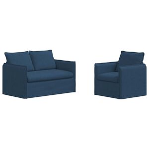 vidaXL Sofa Set 2 stk. Blau Stoff