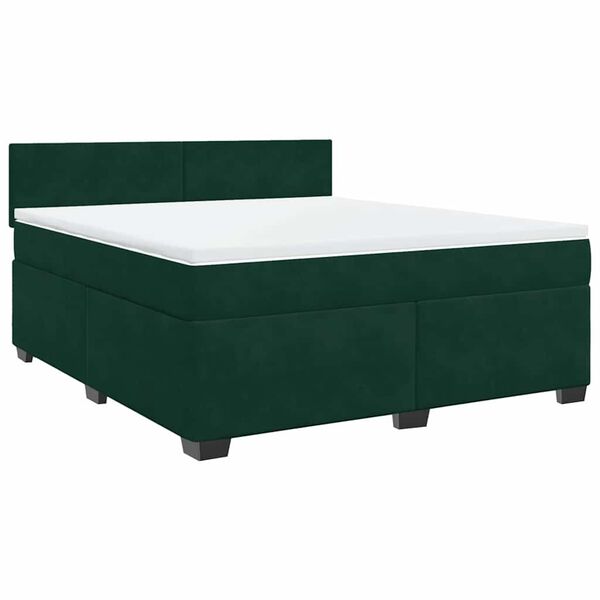 vidaXL Boxspringbett mit Matratze Dunkelgr&uuml;n 180x200 cm Samt