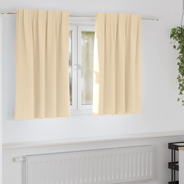 vidaXL Verdunkelungs-Vorh&auml;nge mit Ringen 2 pcs Creme 140 x 140 cm