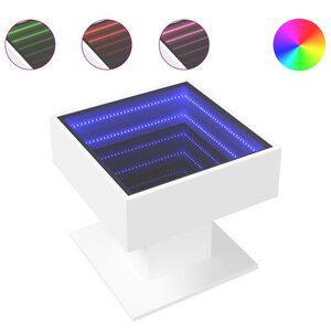vidaXL LED-Couchtisch Wei&szlig; 50x50x45 cm Holzwerkstoff