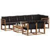 vidaXL Outdoor-Sofagarnitur mit Kissen 9 pcs Nat&uuml;rlich und Schwarz