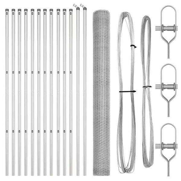 vidaXL Zaunpfosten Silber 25 x 1,6 m (25 mm Netz) Stahl