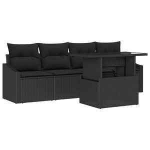 vidaXL Garten-Sofa-Set mit Speicher 5 pcs Schwarz Poly Rattan