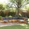vidaXL 11-tlg. Gartensofa-Set mit Kissen Holz Akazie & Seil