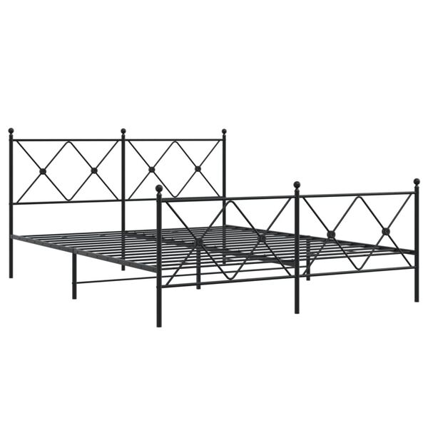 vidaXL Metallbett ohne Matratze mit Fu&szlig;teil Schwarz 160x200 cm