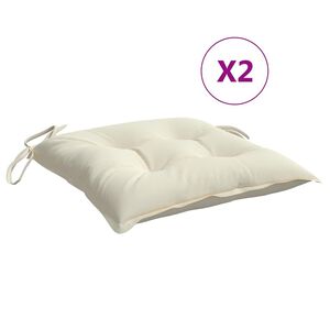 vidaXL Stuhlkissen 2 Stk. Cremewei&szlig; 50x50x7 cm Oxford-Gewebe