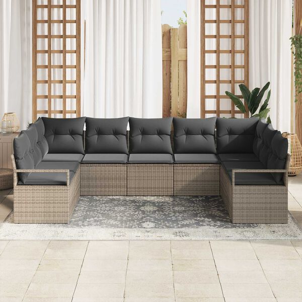 vidaXL Garten-Sofa-Set 7 pcs Grau Poly Rattan