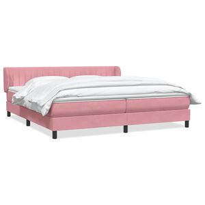 vidaXL Boxspringbett mit Matratzen Rosa 180x210 cm Samt