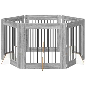 vidaXL Hundetor mit St&auml;ndern 6 pcs Graues Sonoma 80 x 80 cm