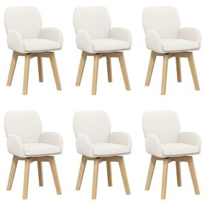 vidaXL Drehstuhl Esszimmer 6 pcs Boucl&eacute; Creme 54 x 58 x 87 cm