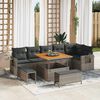 vidaXL Gartensofa-set mit Kissen 11 pcs Grau Poly-Rattan