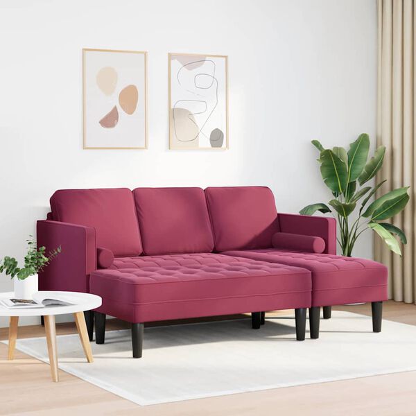 vidaXL Sofa Set mit Kissen 2 pcs Weinrot Polyester