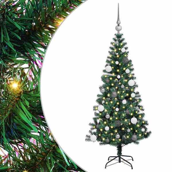 vidaXL K&uuml;nstlicher vorbeleuchteter Weihnachtsbaum Gr&uuml;n 150 cm