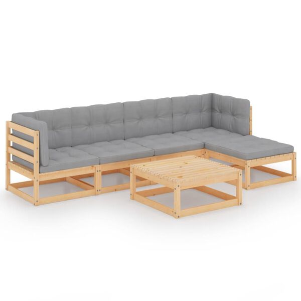 vidaXL 6-tlg. Garten-Lounge-Set mit Kissen Kiefer Massivholz