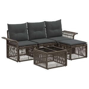 vidaXL Gartensofa-set 5 stk. Grau Poly-Rattan