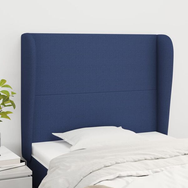 vidaXL Kopfteil mit Ohren Blau 83x23x118/128 cm Stoff