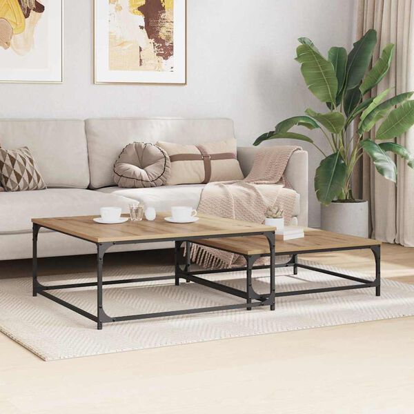 vidaXL Couchtisch 2 pcs Artisan-Eiche Holzwerkstoff