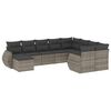 vidaXL 10-tlg. Garten-Sofagarnitur mit Kissen Grau Poly Rattan